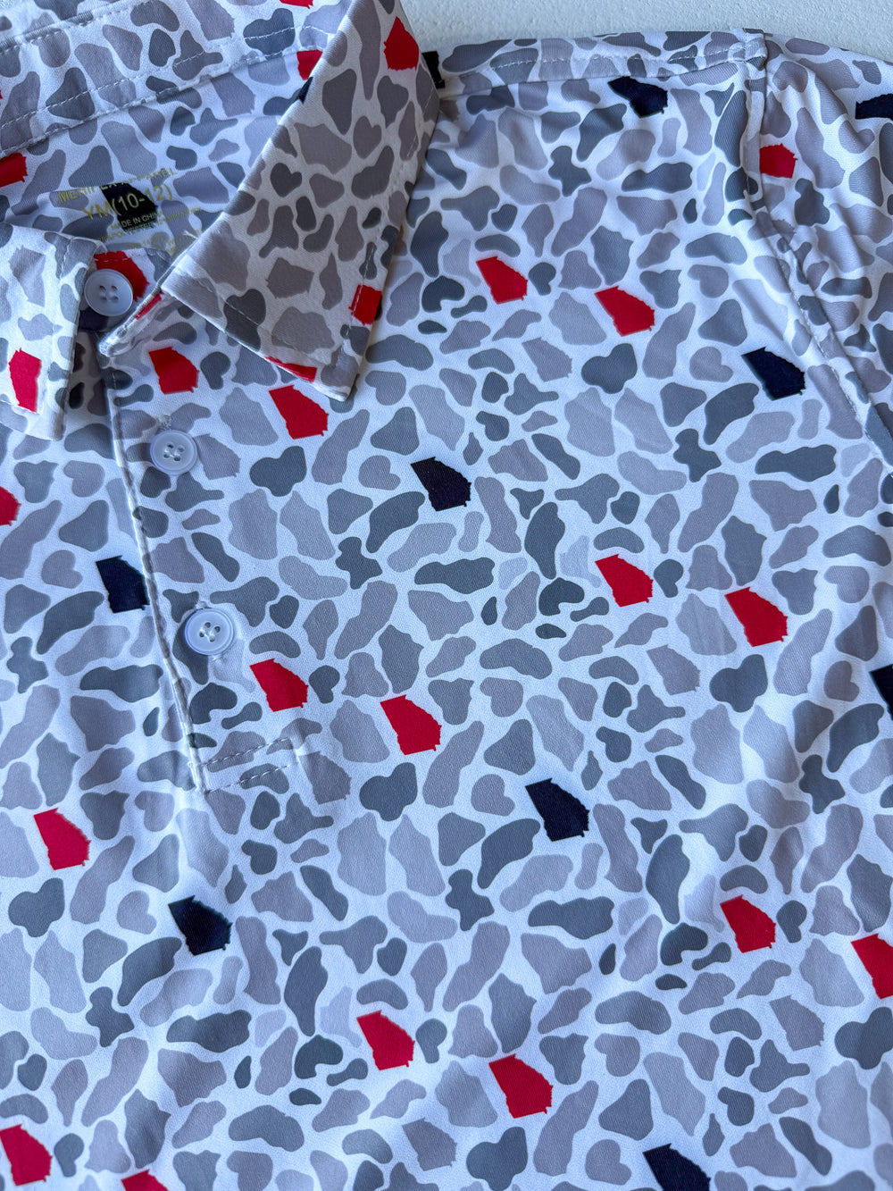 mens polo camo state grey red black ga georgia performance polo tripp