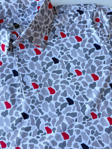mens polo camo state grey red black ga georgia performance polo tripp