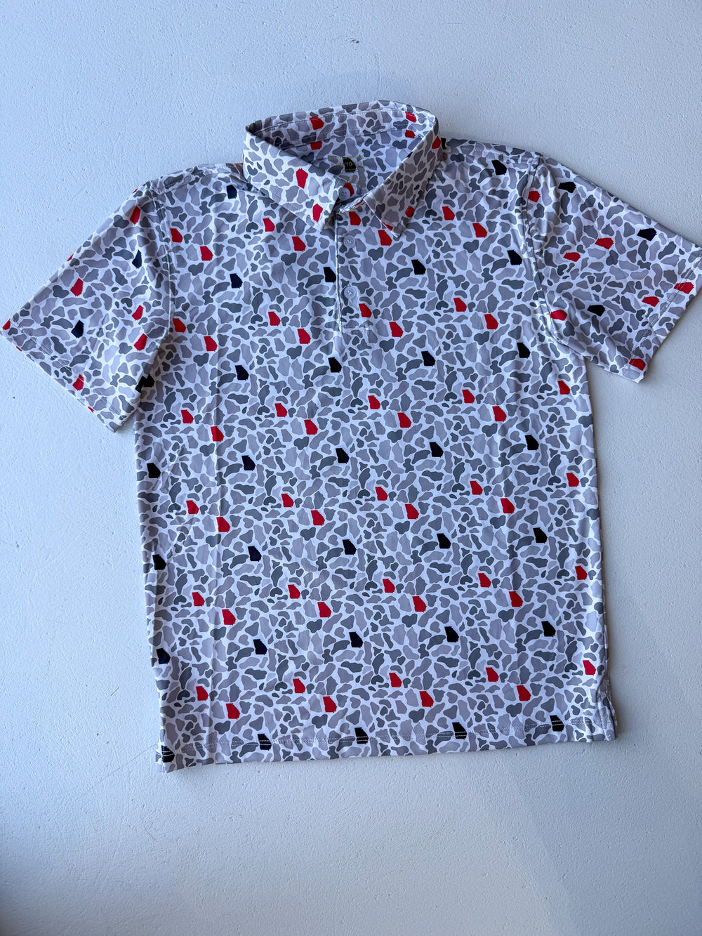 mens polo camo state grey red black ga georgia performance polo tripp