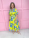Jincy's Women's Boutique Spring Styles Yellow & Blue Floral Maxi Midi Dress