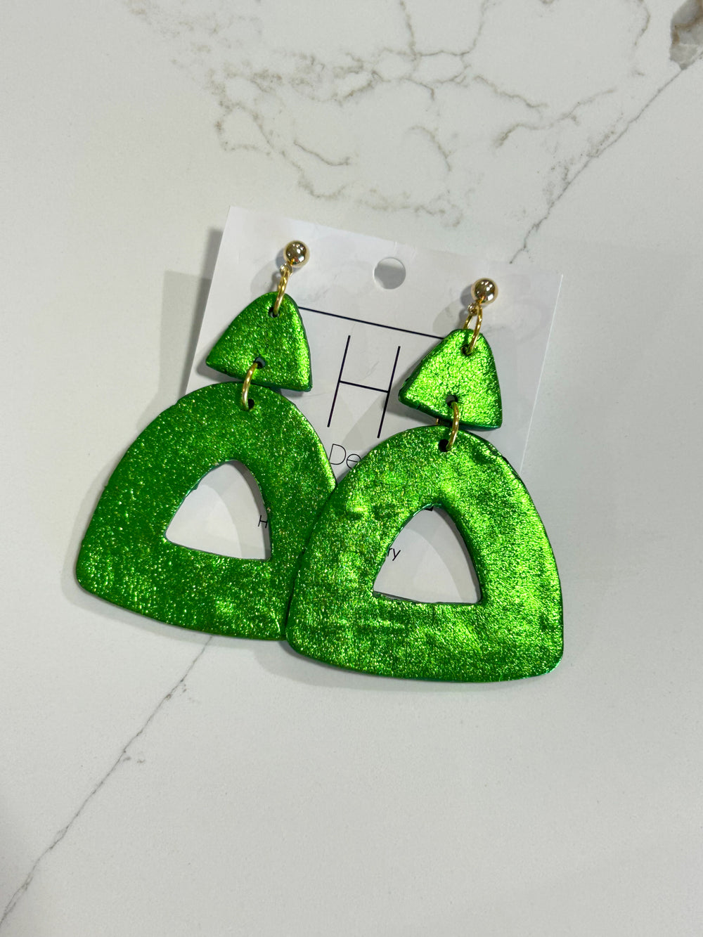 Hart Designs | Green Triangle Holiday Earrings