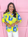 Jincy's Women's Boutique Spring Styles Yellow & Blue Floral Print Top