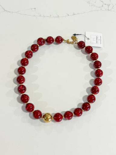 Hart Designs | Red Marble Bead Necklace 