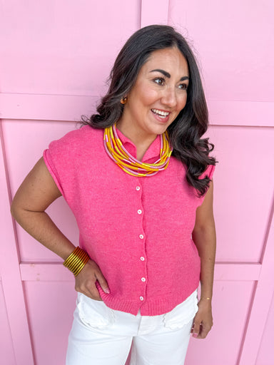 Jincy's Women's Boutique Spring Styles Pink Piper Cardigan Vest