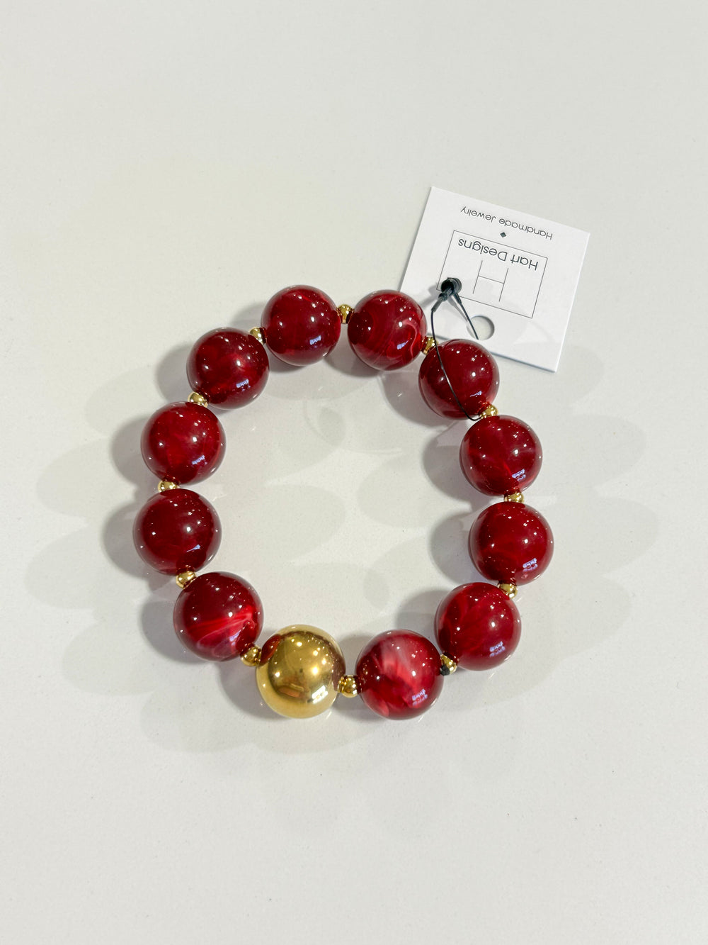 Hart Designs | Red Marble Bead Bracelet