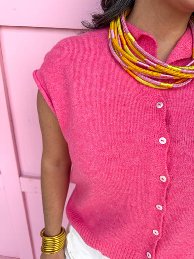 Jincy's Women's Boutique Spring Styles Pink Piper Cardigan Vest