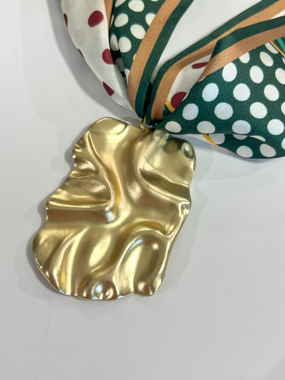 Hart Designs | Gilded Silk Rectangle Medallion Twilly Necklace