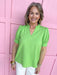 Jincy's Women's Boutique Spring Styles Green V Neckline Top