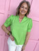 Jincy's Women's Boutique Spring Styles Green V Neckline Top