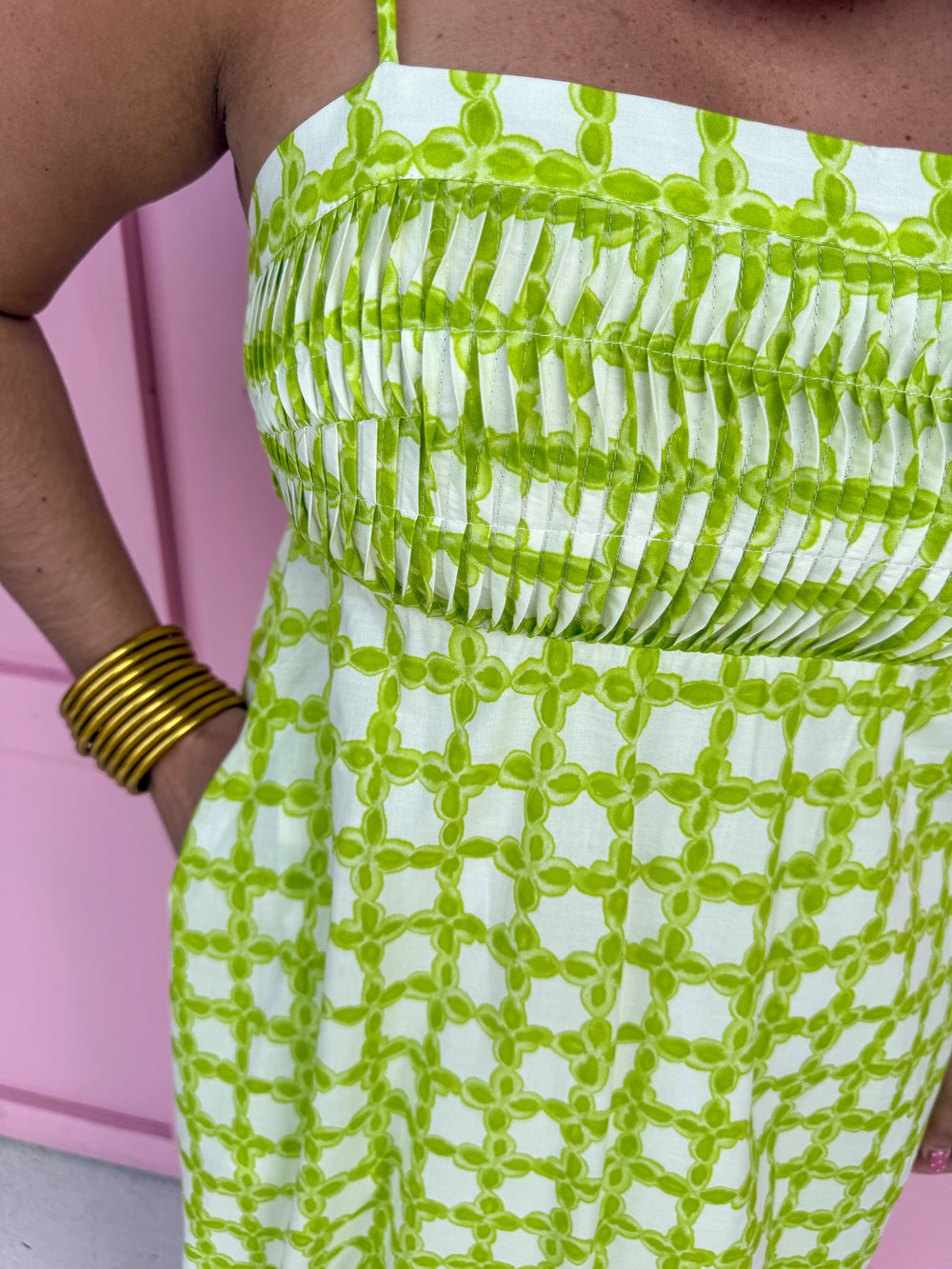 Jincy's Women's Boutique Spring Styles Lime Mosaic Maxi Midi Dress