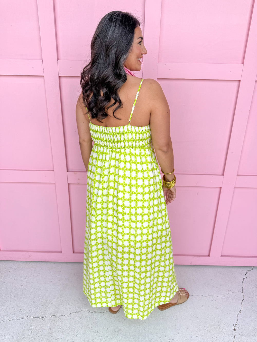 Jincy's Women's Boutique Spring Styles Lime Mosaic Maxi Midi Dress