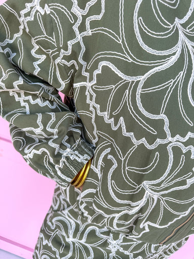 womens boutique embroidered jacket zipper front pockets jincy's