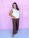 Jincy's Women's Boutique brown wide leg jeans with crochet detail