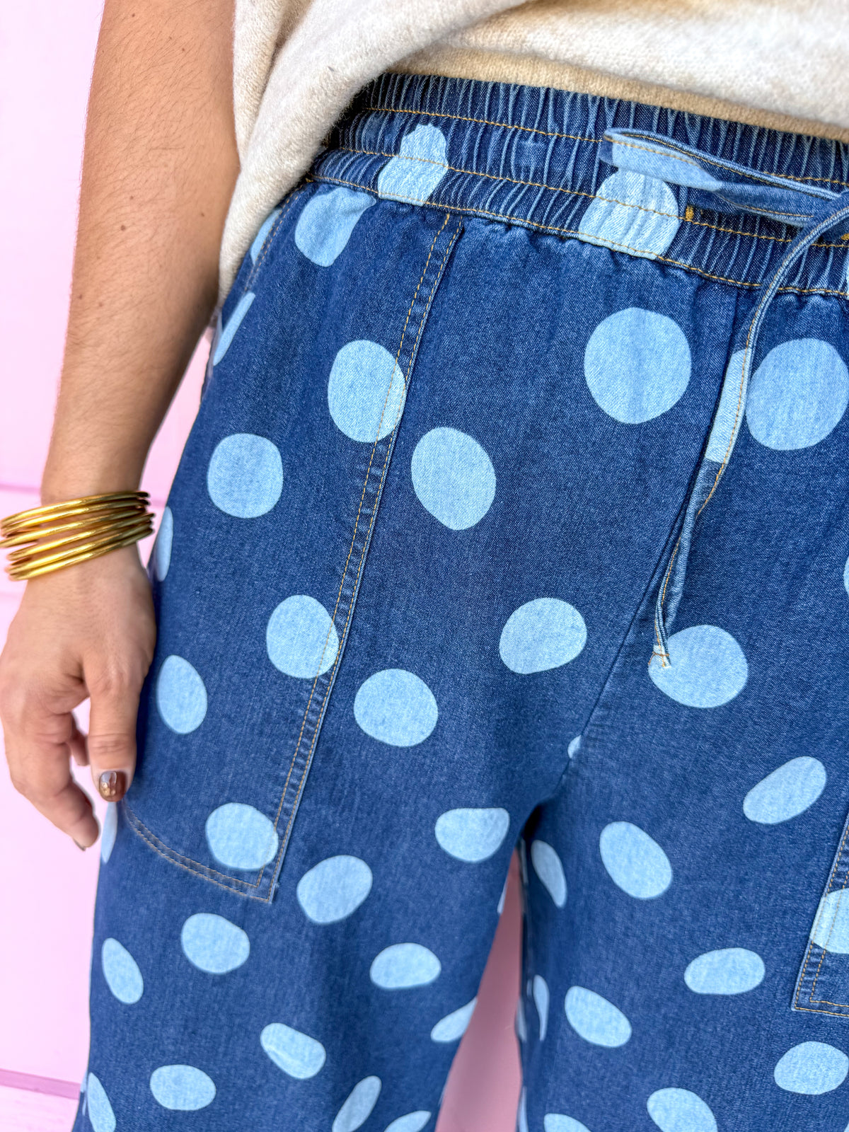 JINCY'S | CROP - Polka Dot Pants - Medium Wash