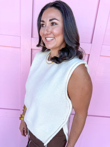 Jincy's womens boutique cream sweater vest top