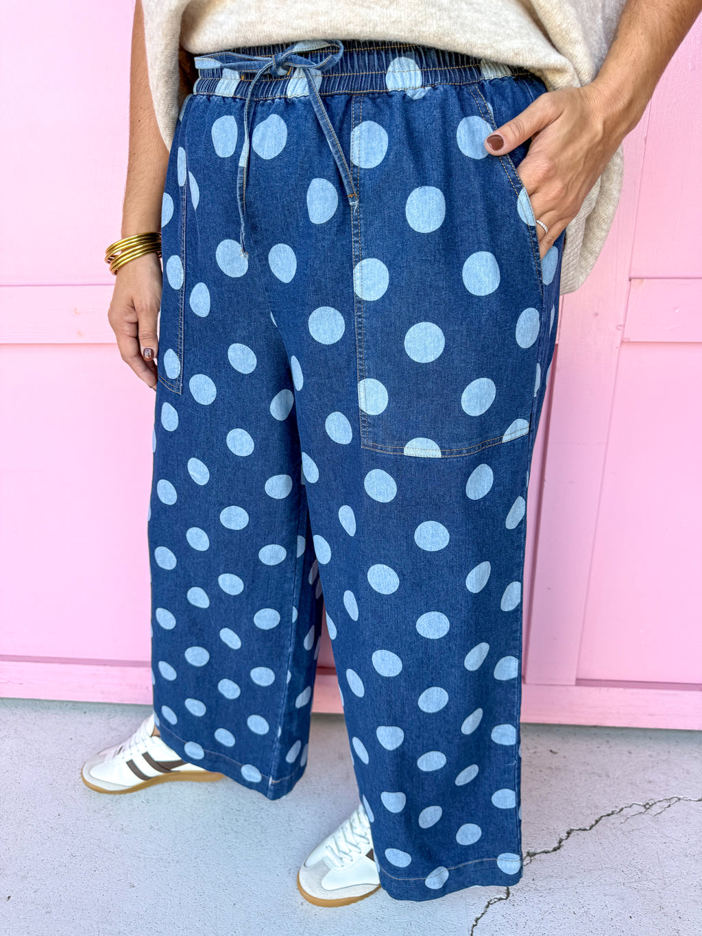 JINCY'S | CROP - Polka Dot Pants - Medium Wash
