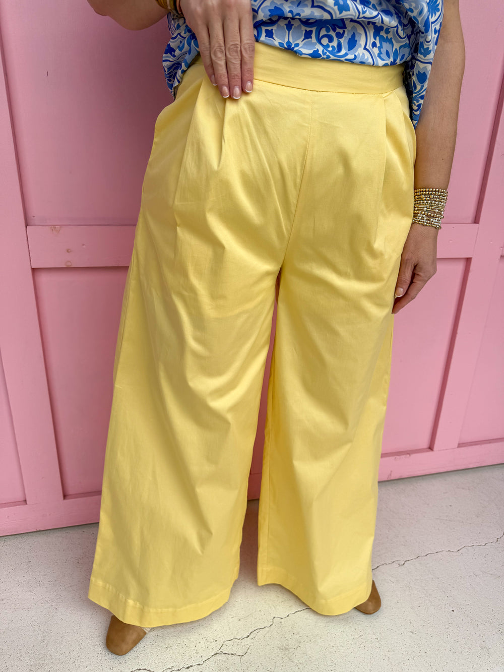 Jincy's Women's Boutique Spring Styles Yellow Wide Leg Trousers