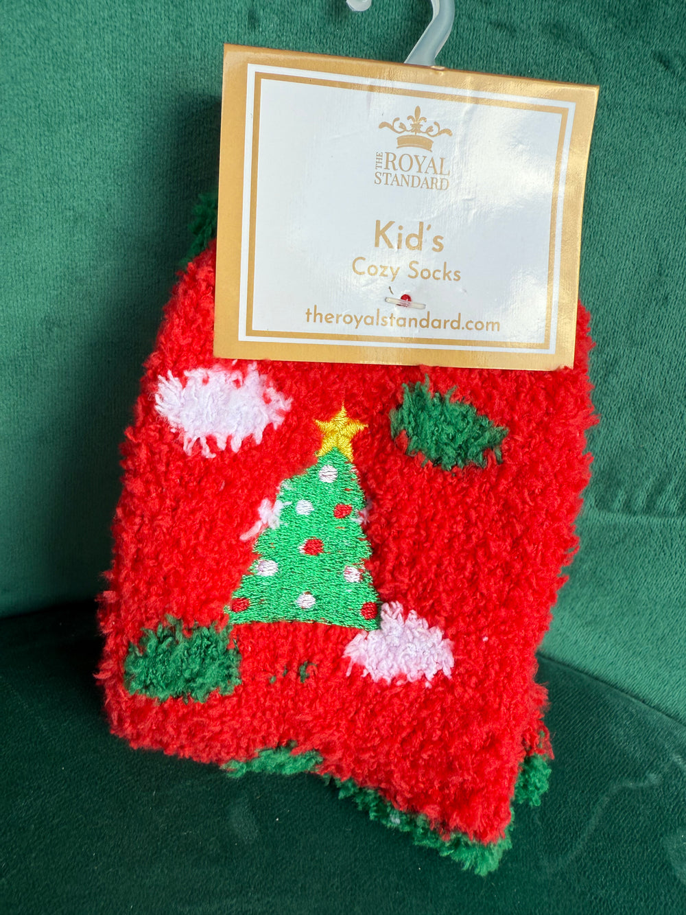 Kid's Christmas Tree Snuggle Socks - Red/Green