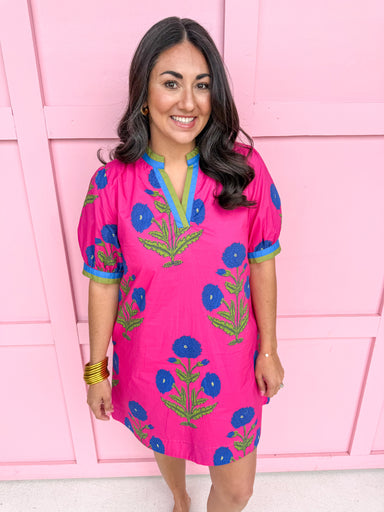 Jincy's Women's Boutique Spring Styles Pink & Blue Floral Mini Dress