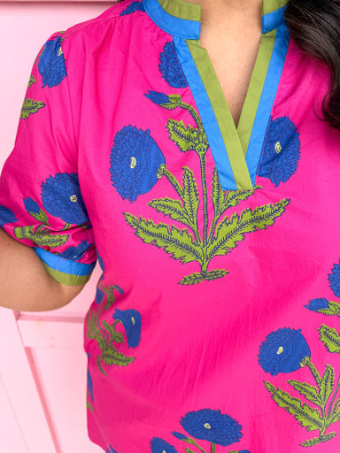 Jincy's Women's Boutique Spring Styles Pink & Blue Floral Mini Dress