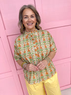 Jincy's Women's Boutique Spring Styles Yellow & Orange Floral Print Top
