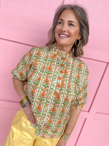 Jincy's Women's Boutique Spring Styles Yellow & Orange Floral Print Top