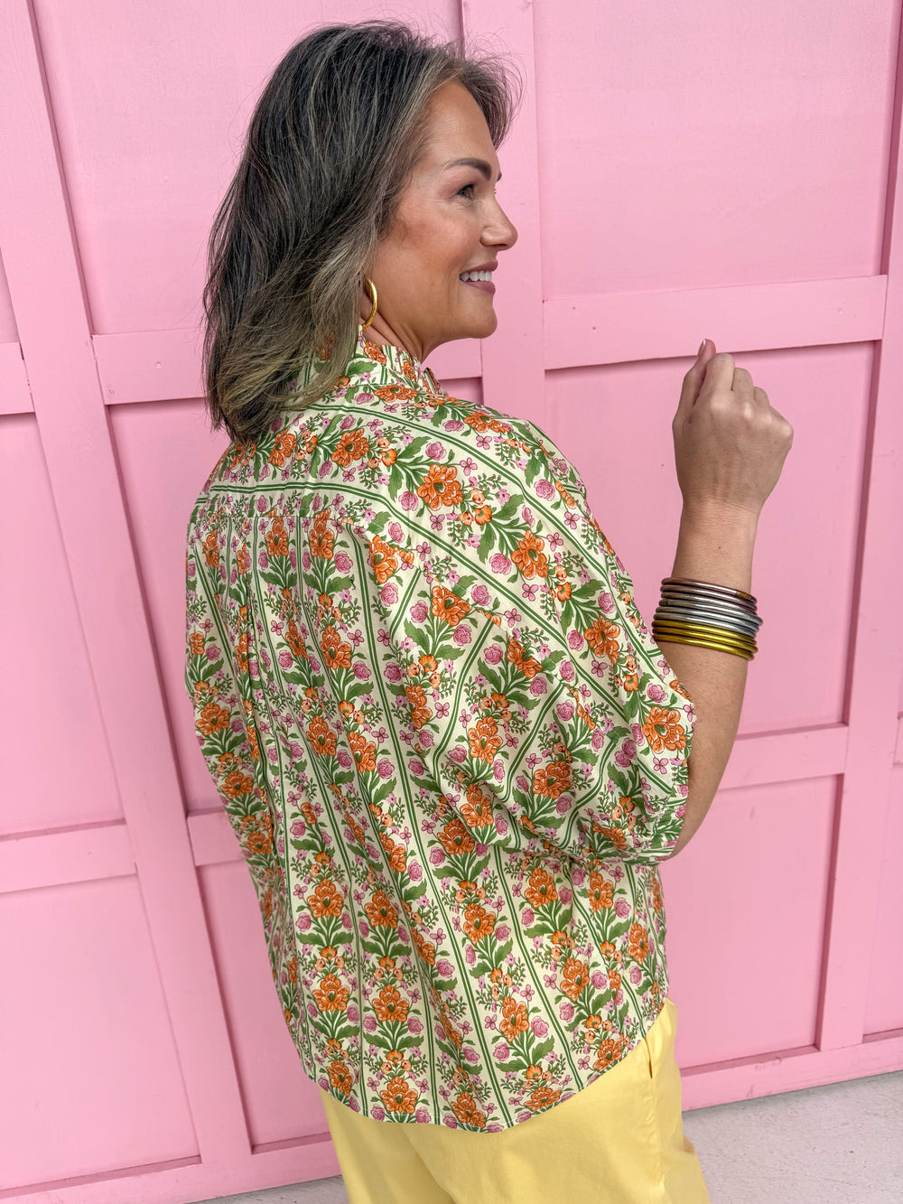 Jincy's Women's Boutique Spring Styles Yellow & Orange Floral Print Top