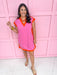 Jincy's Women's Boutique Spring Styles Pink Scuba Material & Orange Mini Dress