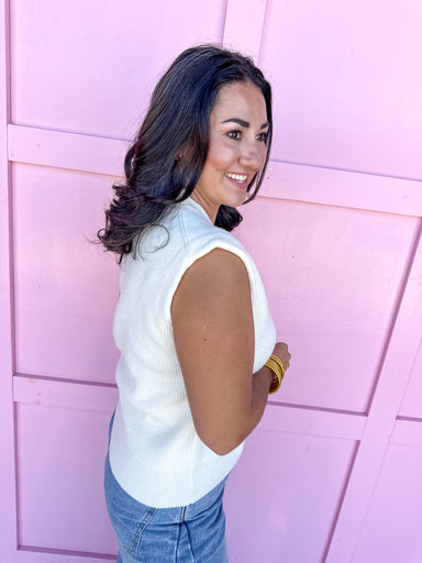 Jincy's Women's Boutique cream Sweater vest with gold buttons