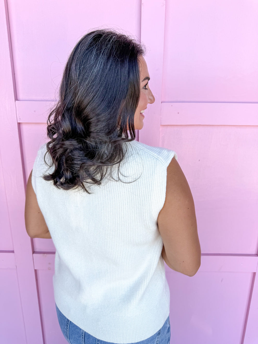 Jincy's Women's Boutique cream Sweater vest with gold buttons