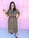 womens boutique dress midi length fall colors floral pattern button front jincy's