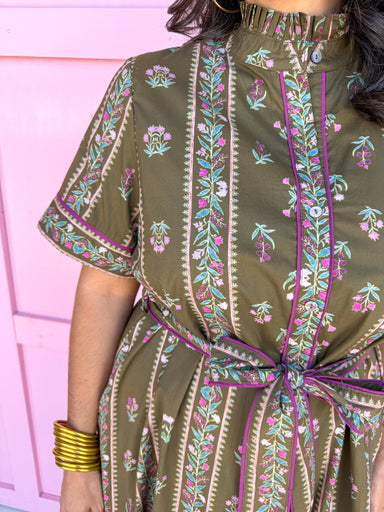 womens boutique dress midi length fall colors floral pattern button front jincy's