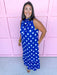 Jincy's Womens Boutique Polka Dot Midi Maxi Dress Ruffle & Tie Neckline