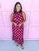 Jincy's Womens Boutique Polka Dot Midi Maxi Dress Ruffle & Tie Neckline