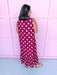 Jincy's Womens Boutique Polka Dot Midi Maxi Dress Ruffle & Tie Neckline