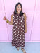 Jincy's Womens Boutique Polka Dot Midi Maxi Dress Ruffle & Tie Neckline