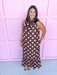 Jincy's Womens Boutique Polka Dot Midi Maxi Dress Ruffle & Tie Neckline
