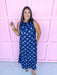 Jincy's Womens Boutique Polka Dot Midi Maxi Dress Ruffle & Tie Neckline