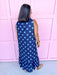 Jincy's Womens Boutique Polka Dot Midi Maxi Dress Ruffle & Tie Neckline