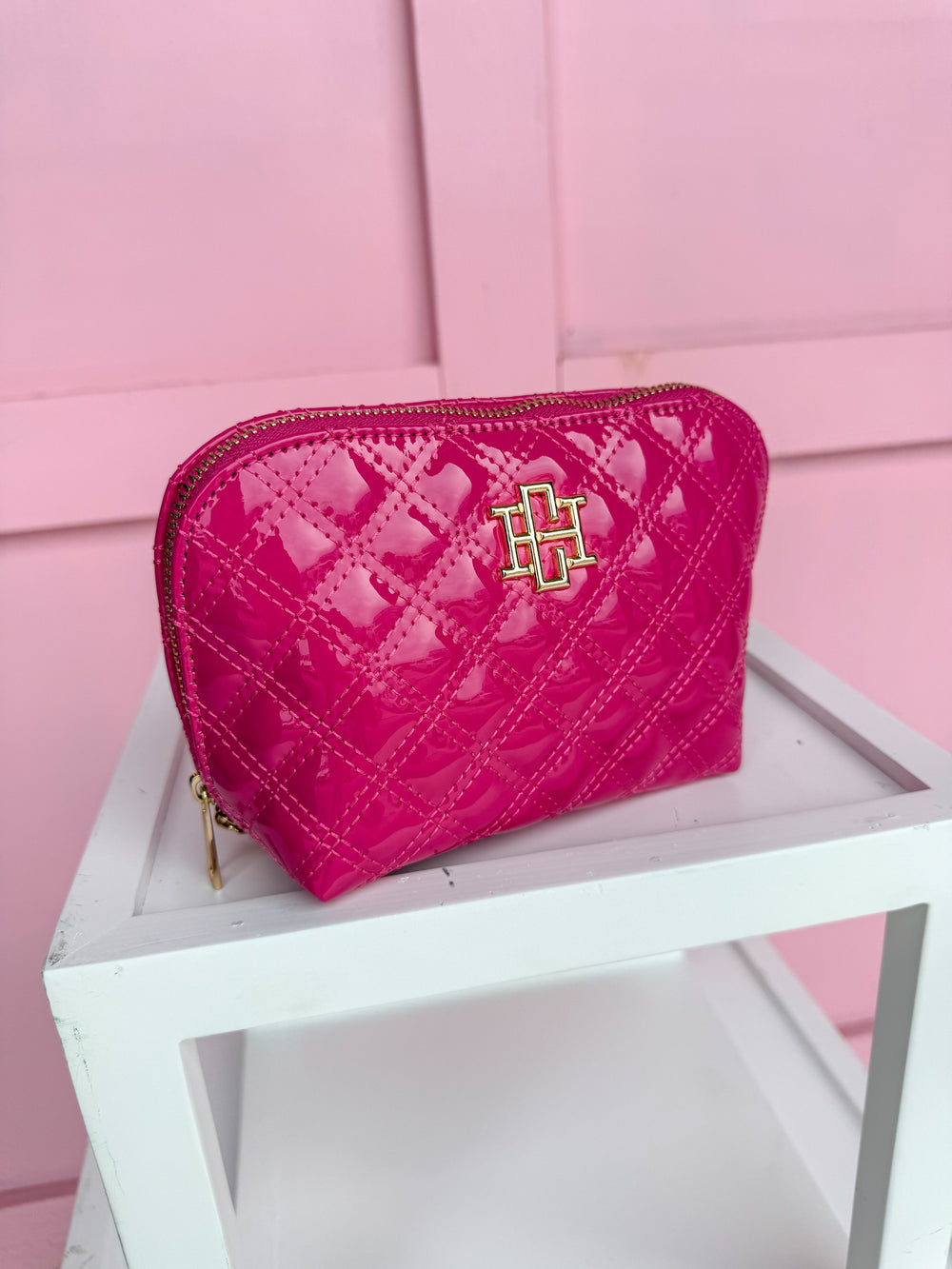 Caroline Hill | Ibiza Small Pouch - Hot Pink Patent