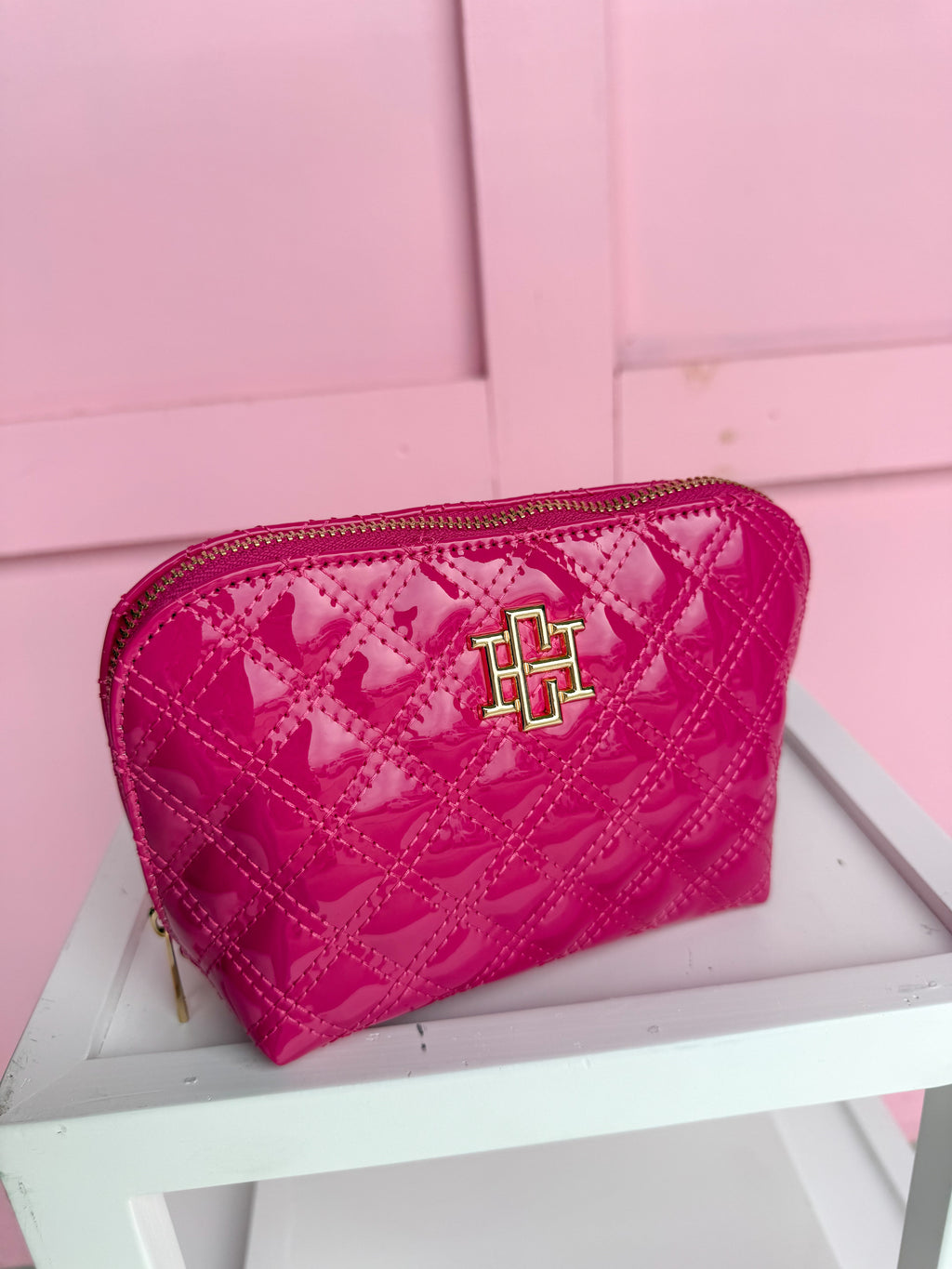 Caroline Hill | Ibiza Small Pouch - Hot Pink Patent