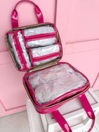 Caroline Hill | Punta Cana Large Case - Hot Pink Patent Travel Case Toiletry Bag