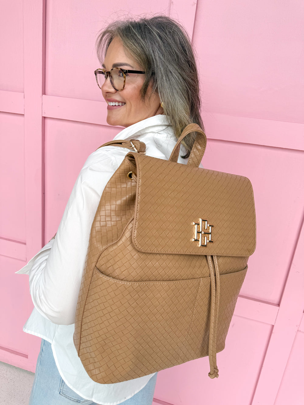 Caroline Hill | Bennett Backpack - Woven Tan