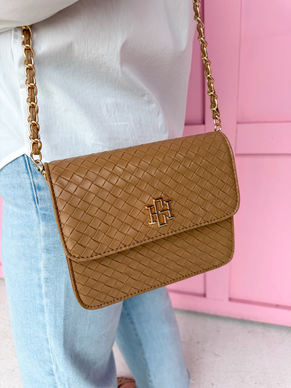 Caroline Hill | Evelyn Crossbody - Woven Tan