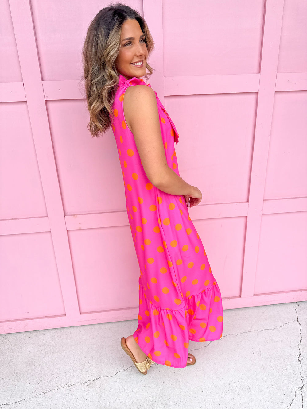 Polka Dot Dress Pink Orange Boutique Shipping Shopping Womens Jincys