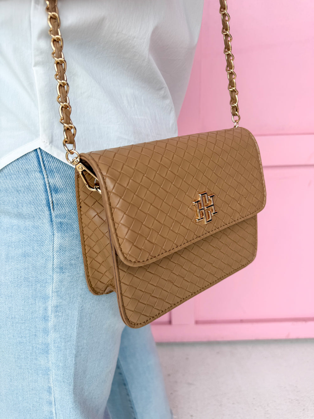 Caroline Hill | Evelyn Crossbody - Woven Tan