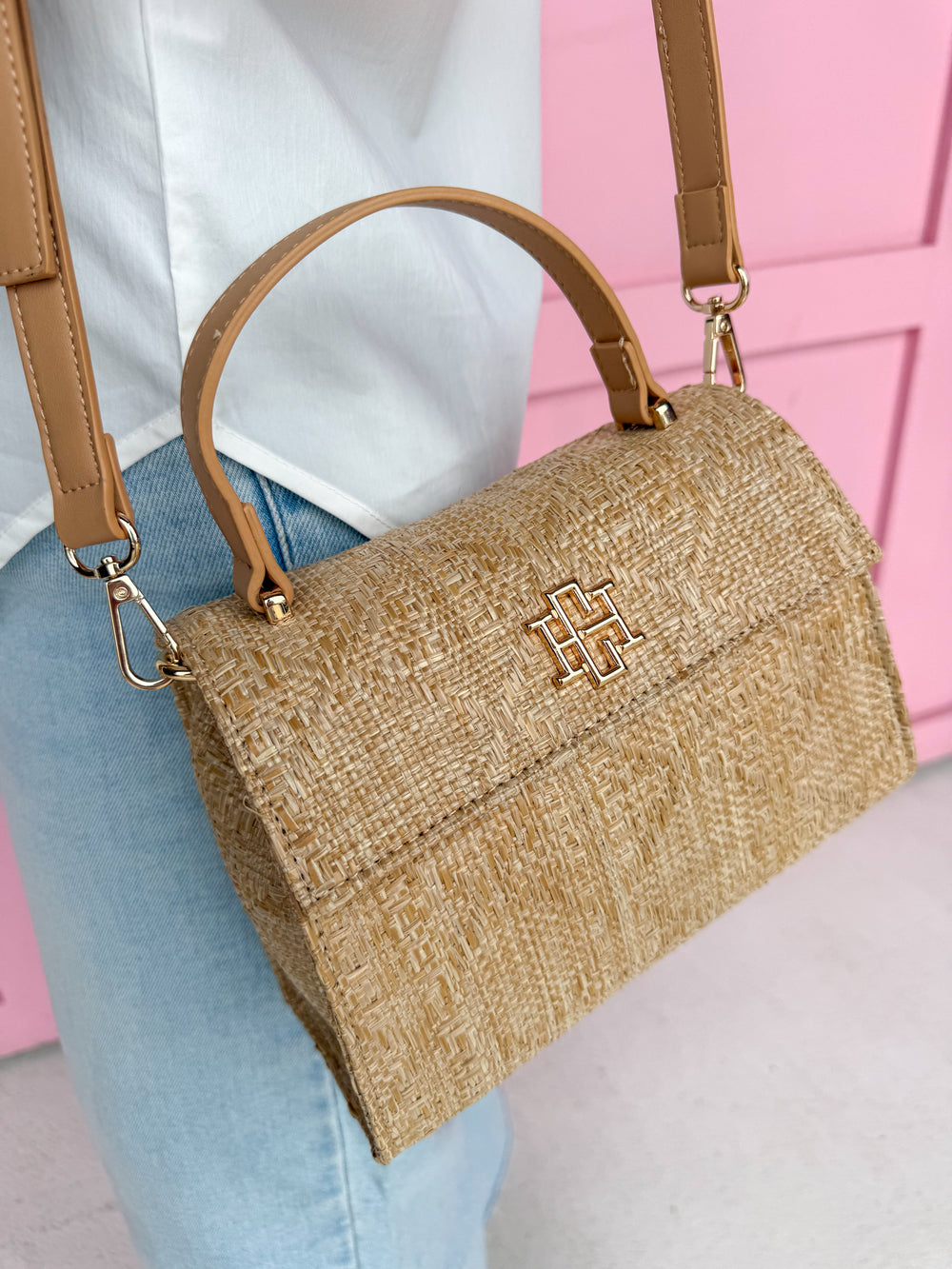Caroline Hill | Vivienne Handbag - Natural Lattice Purse
