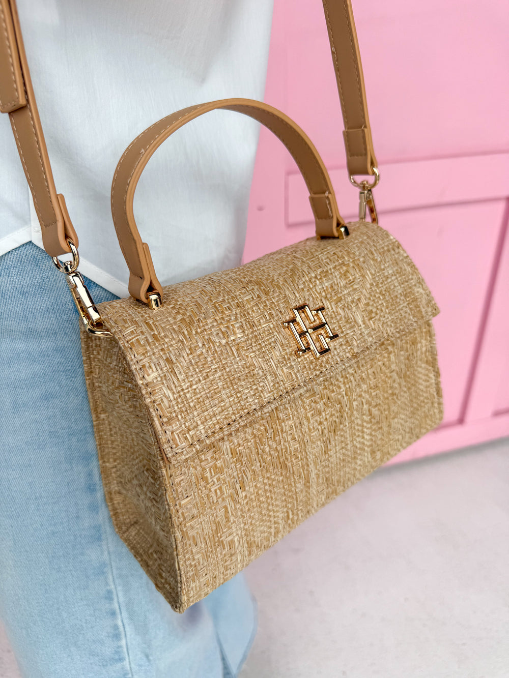 Caroline Hill | Vivienne Handbag - Natural Lattice Purse