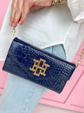 Caroline Hill | Carlington Clutch Crossbody - Navy Patent Purse