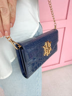 Caroline Hill | Carlington Clutch Crossbody - Navy Patent Purse